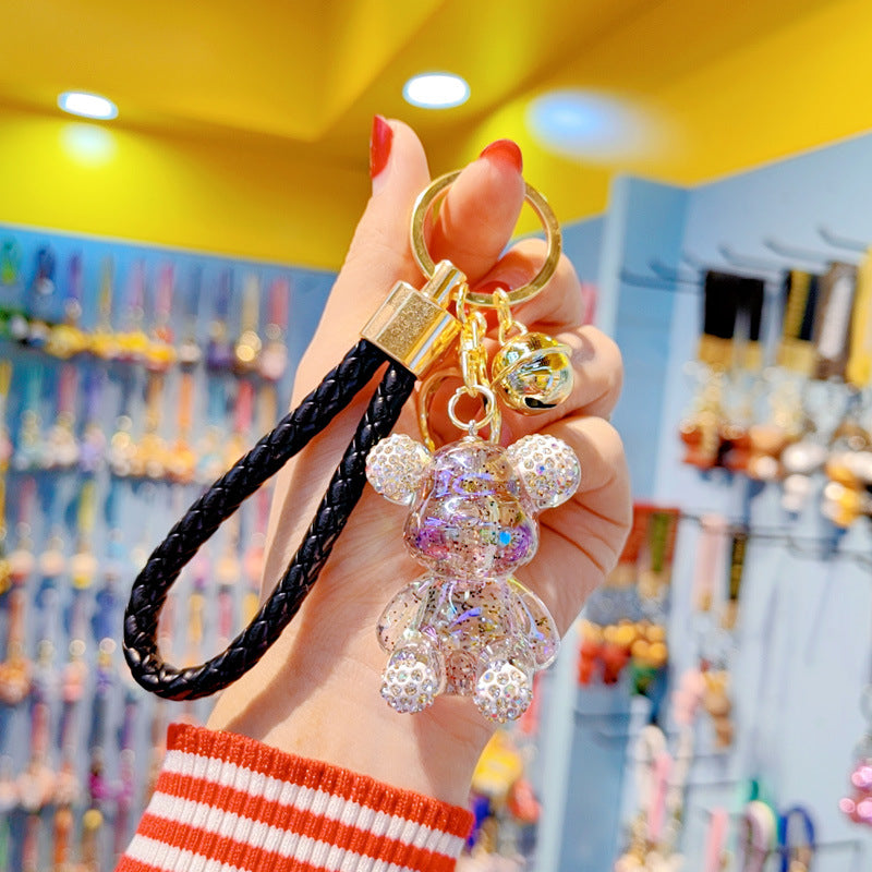 Wholesale Diamond Gypsophila Violent Bear Resin Keychains